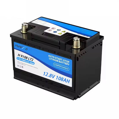 12.8V 108ah 1360CCA Bateria recarregável Lifepo4 1382WH com voltagem nominal BMS incorporada para arranque e parada do motor automático