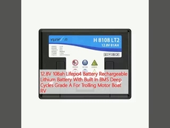 12.8V 108ah Lifepo4 Bateria Bateria de lítio recarregável com BMS Deep Cycles Grade A para Trolling Motor Boat RV